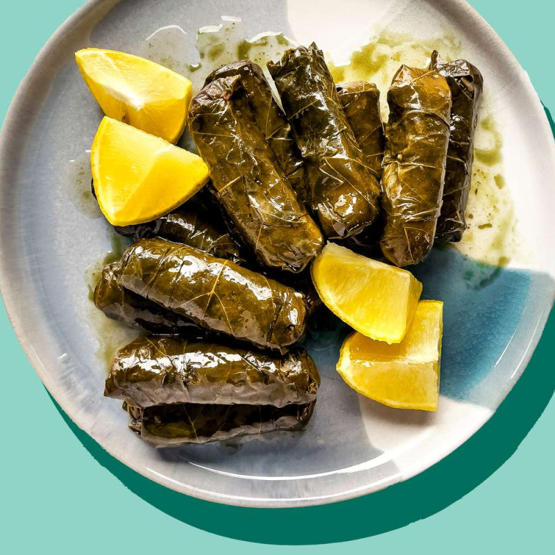 A Plate Of Grape Leaves